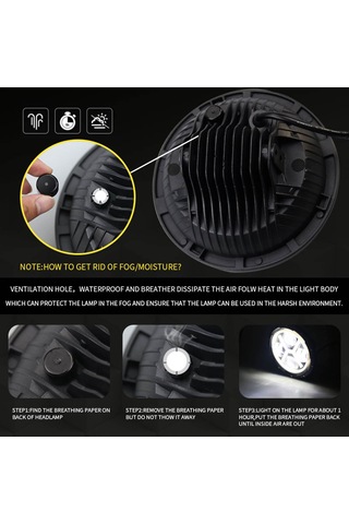 Symbee 7 İnç Dört Lens X Tipi Led Far Tek Adet - Jeep Wrangler Jk/jku/cj/lj/tj Ve Hummer H1/h2 Uyumlu, 30000lm Parlaklık, Ip67 Su Geçirmez