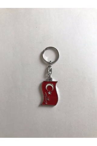Bd Tekstil Türk Bayrağı Tasarım Kırmızı Renkli Anahtarlık