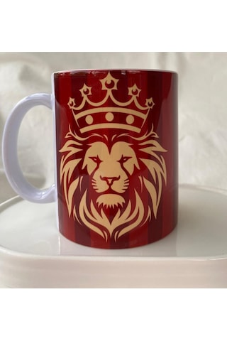 Kişiye Özel Galatasaray Taraftarına Aslan Kupa Bardak Beyaz