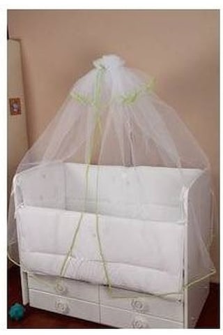 Hugoy Bebek beşik cibinliği ve demiri, cibinlik ince yeşil