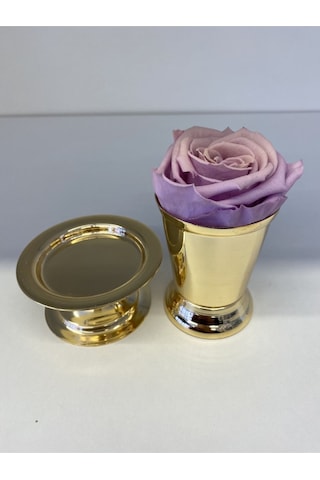 Gül Kovası Ve Lokumluk Set Gold