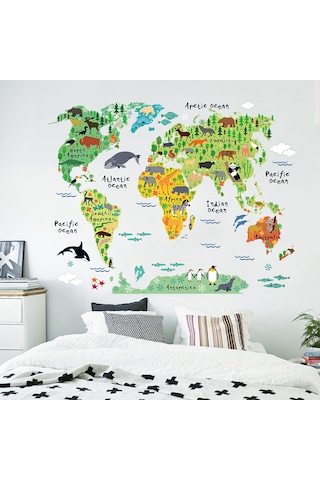 Vkemall Büyük Çocuklar Eğitici Hayvan Yer İşaretleri Dünya Haritası Soy Ve Yapıştır Duva Çok Renkli