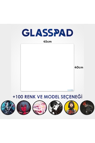 Glasspad Cam Mouse Pad - Premium Temperli Cam - 45x40 Cm Medium Beyaz