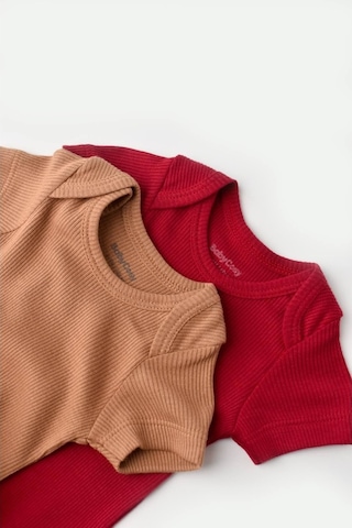 Rebebe Babycosy Modal 2 Li Kısa Kollu Bebek Badi - Bebek Body - Csym1121 (544639971) Kahverengi - Kırmızı