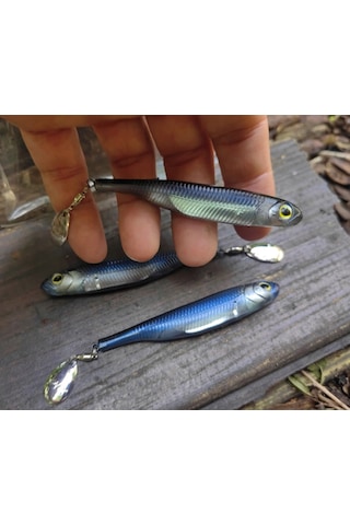 Fish Arrow Flash J Spin Elastomer 10cm 4'' 04 Blue Shad Silver Silikon Balık 3 Adet