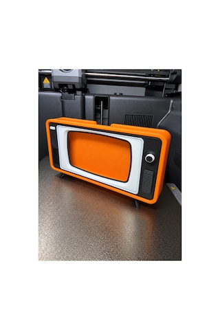 Retro Tv Görünümlü Telefon Standı, Masaüstü Telefon Tutucu, Dekoratif Telefon Aksesuarı, Hediyelik Turuncu - 927746105 Turuncu