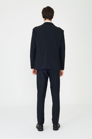Siyah Modern Slim Fit Düz Kumaş Klasik Kesim Takım Elbise Siyah