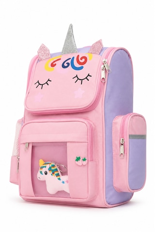 Quovo Unicorn Özel Tasarım Okul Çantası Aksesuar Hediyeli Ortopedik Pembe Sırt Çantası