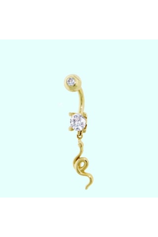 Altın Göbek Piercing 14 Ayar Sallantılı Yılan Altın