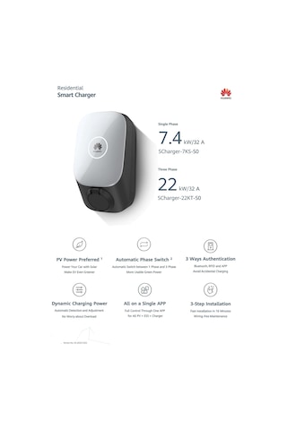 Huawei AC 7.4 KW Rfid'li Scharger Elektrikli Araç Şarj İstasyonu