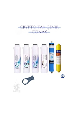 Conax Crypto 6'Lı Takçevir Tüm Filtre Seti, 80 GPD Membran