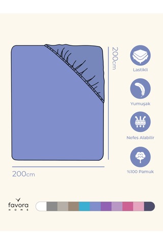 Favora Battal Boy Lastikli Penye Çarşaf - Mavi