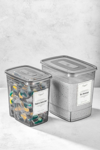 Vienev Etiketli 2li Strip Mega Boy Toz Ve Tablet Deterjan Saklama Kutusu 1x 3,5 Litre, 2 Litre