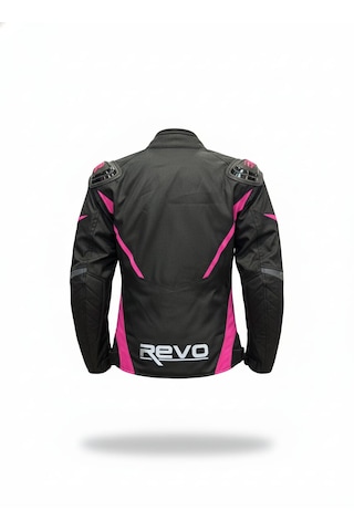 Revo Sparrow Pembe 3 Katmanlı 4 Mevsim Kadın Motosiklet Montu + Eldiven Ve Buff