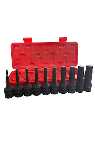 10 Parça 1/2 Darbeli Havalı Torx Lokma Seti T25-T30-T40-T45-T50-T55-T60-T70-T80-T90
