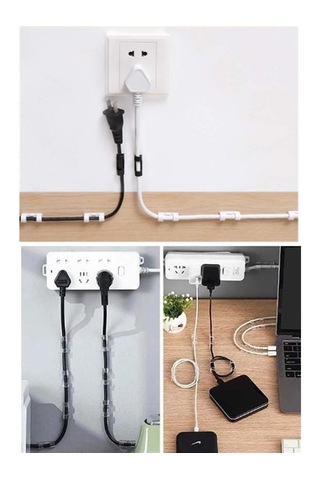 Mobgift 20'li Yapışkanlı Kablo Sabitleyici Şeffaf Klips