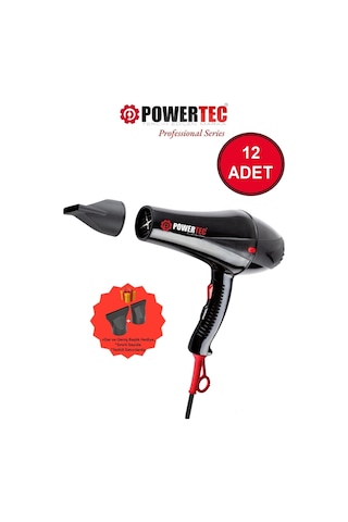 Powertec TR-901 Turbo Profesyonel Saç Kurutma Makinası Siyah 12'li