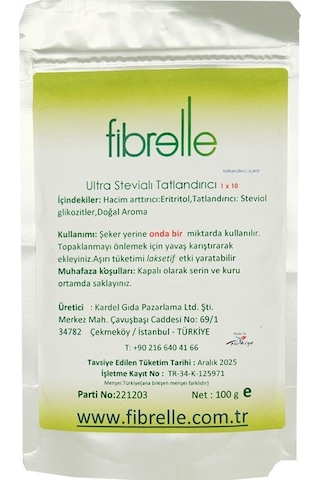 Fibrelle Ultra Stevialı Tatlandırıcı  100 g 1 Paket