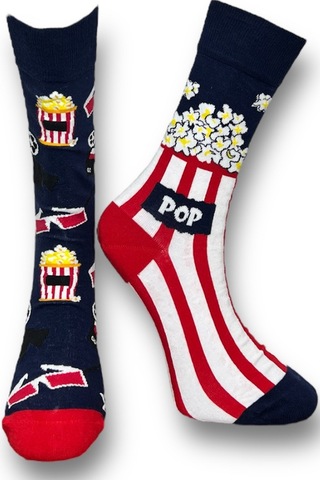 3'lü Unısex Popcorn, Tenis Ve Bira Temalı Esnek Nem Alabilen Pamuklu Spor Soket Çoraplar Çok Renkli