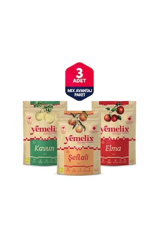 Freeze Dried 3'lü Mix Avantaj Paketi Dondurularak Kurutulmuş Kavun-şeftali-elma Kuru Meyve Cipsi 45 G