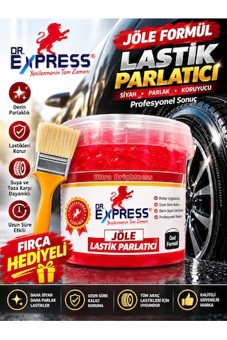 Premium Lastik Parlatıcı Jöle 500 Ml Parlak Görünüm Uzun Süre Etkili Yeniler Jel Parlatıcı Fırçalı 3'lü Set