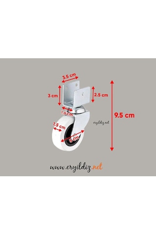 Hts 324 Gri Kısa U Tablalı 50x20 Mobilya Tekeri 4 Adet