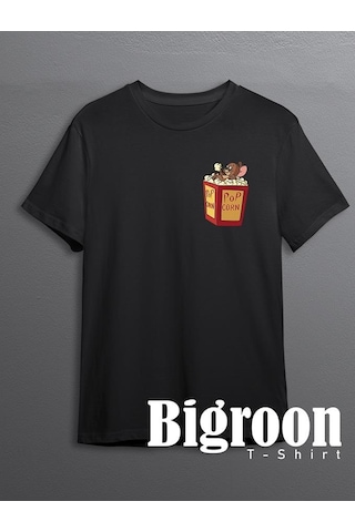 Tom And Jerry Pop Corn Yaramaz Kedi Çizgi Film Tişört Unisex T-shirt 001