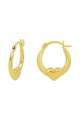 Orta Boy 14 Ayar Altın Kalp Halka Küpe Kpdl35301