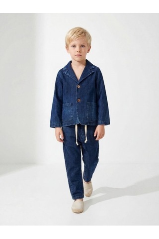 Zekids Erkek Çocuk Müslin Dokulu Rahat Kesim Pantolon-17144 Lacivert