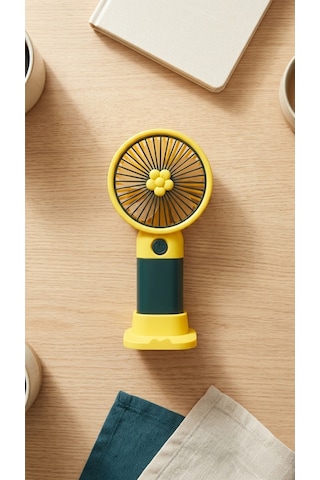 Mini El Fanı Figürlü Sarı Siyah Kompakt Tasarımlı,usb Şarjlı Güçlü Taşınabilir Vantilatör Fan-pl103ss