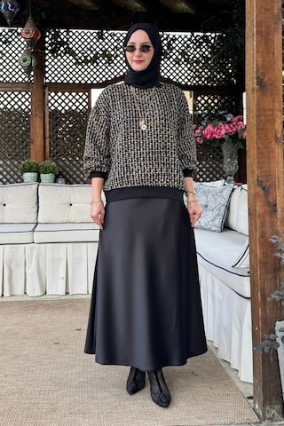 Rabia Şamlı Tanem Tüvit-saten Etekli Takım Sarı Normal