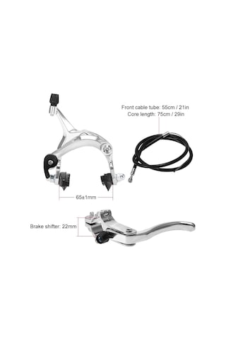 Ön/arka Fixie Bisiklet Freni Kiti Yol Bisiklet Kruvazörü Fren Seti Bisiklet Kaliper Fren Kiti Yan Çekme Fren Seti, Kaliper Fren Bisikleti, Gümüş