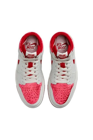 Nike Air Jordan 1 Zoom Air Mid Sneaker Hakiki Deri Bilekli Spor Ayakkabı Gri Kırmızı