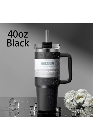 Trendooze 40 Oz Paslanmaz Çelik Gri Sızdırmaz Termos Matara Kapaklı Pipetli Gaojunshop01 Gri