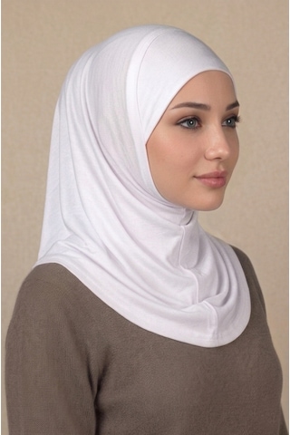 Sonbaharmoda Hazır Türban Pratik Kaymaz Tesettür Eşarp Viskon Likralı Rahat Günlük Ve Namaz İçin Hijab Beyaz