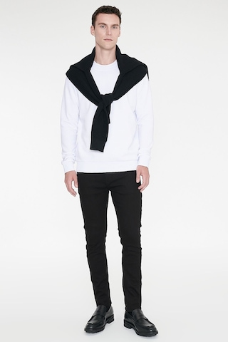 AC&Co / Altınyıldız Classics Erkek Beyaz Standart Fit Normal Kesim İçi Polarlı Bisiklet Yaka Sweatshirt Beyaz