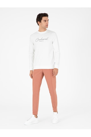Cacharel Turuncu Slim Fit Paçası Lastikli Nervürlü Eşofman Altı Kahverengi