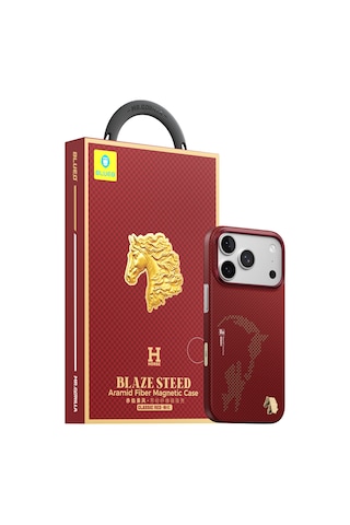 Apple Uyumlu iPhone 17 Pro Max Blaze Steed Aramid Fiber Magnetic Case Şeffaf