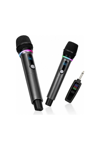 Jrl Wn-08 Çift El Tipi Kablosuz Uhf Mikrofon Seti - Şarj Edilebilir Karaoke Ve Sahne Mikrofonu