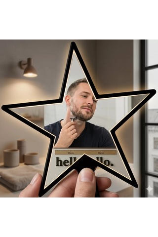Znv Zenvia Mey İthalat Yıldız Tasarım Kırılmaz Pleksi El Aynası - 10x10 Cm Unisex Çanta Boyu Znv2025 Cmn Renkli