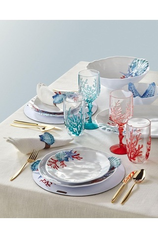 Bambu Beyaz Melamin Yemek Tabağı 28 Cm Çok Renkli
