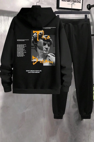 Uyguntarz Unisex The Dream Baskılı Eşofman Takımı Siyah