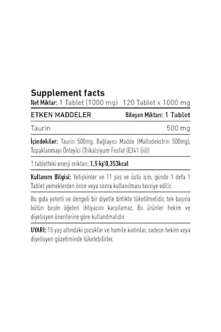 Vitagenom Taurıne 500 Mg 120 Tablet