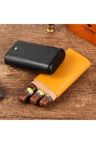 Besthome1 Sarı Siyah Seyahat Sigara Kutusu, Erkekler İçin Dayanıklı Üç Parmak Sigara Tutucu, Hediye