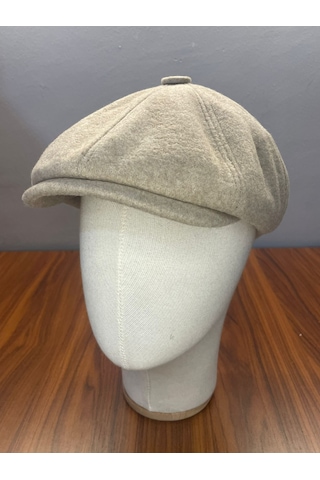 Hamze Peaky Blinders İngiliz Vintage Model Kışlık Kaşe Kasket Şapka Açık Bej