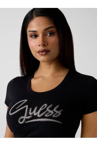Guess Kısa Kollu Bisiklet Yaka Guess Yazılı Kadın Siyah T-shirt W6rı24j1314-jblk Siyah