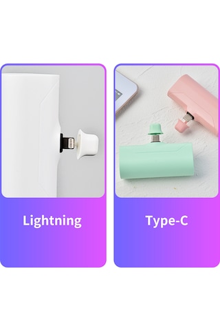Vkemall 4800mah Siyah Mini Kapsül Power Bank - 20w Hızlı Şarj, Lightning/c/micro Usb Giriş, 100g Hafif Taşınabilir Siyah