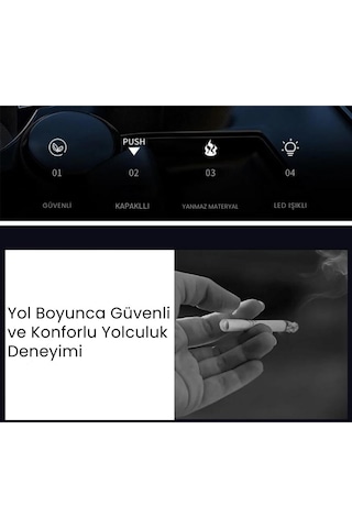 Polham Premium Araç KüllükLed Işıklı, Koku Önleyici, Kapaklı, Yıkanabilir, Su Geçirmez