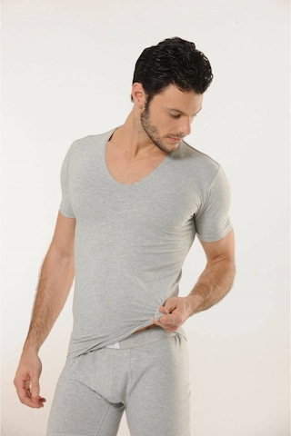 Hmd 713 Derin V Yaka Kısa Kollu Likralı T-shirt - Gri Gri
