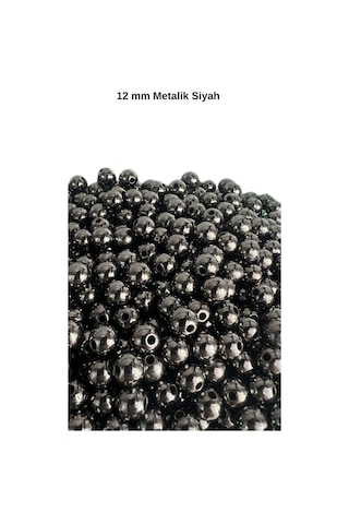 100 Gram - İnci Boncuk - 12 Mm Renk : Metalik Siyah